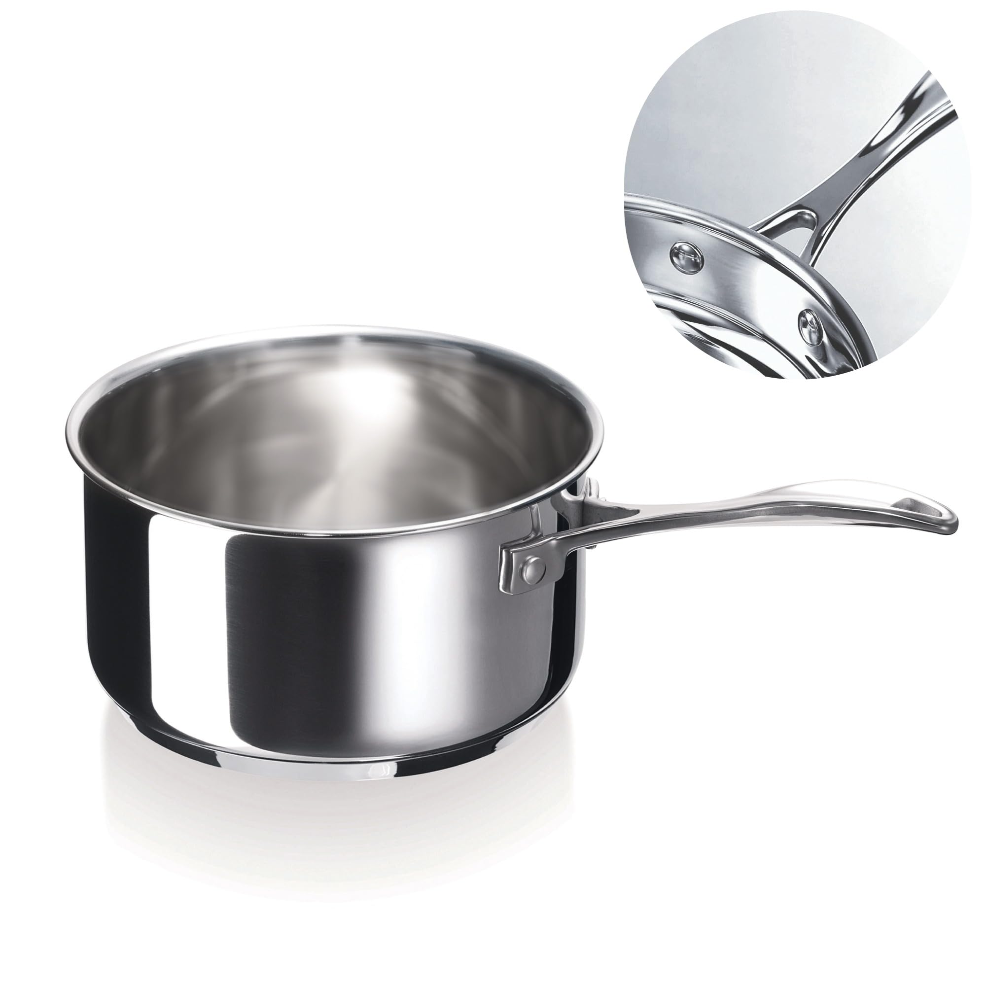 Beka Chef - Casserole Inox 18/10 - 16 cm - Tous Feux Compatible Induction - Manche Ergonomique, Argenté