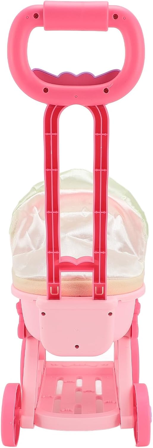 Pet Doll Push Cart Toy, Plastic Cute Baby Doll Stroller, Interactive Stuffed Dog Plush Can Walk Bark, Educational Baby Walker, Imaginative Playtime, Hand and Eye Coordination, (Teddy)