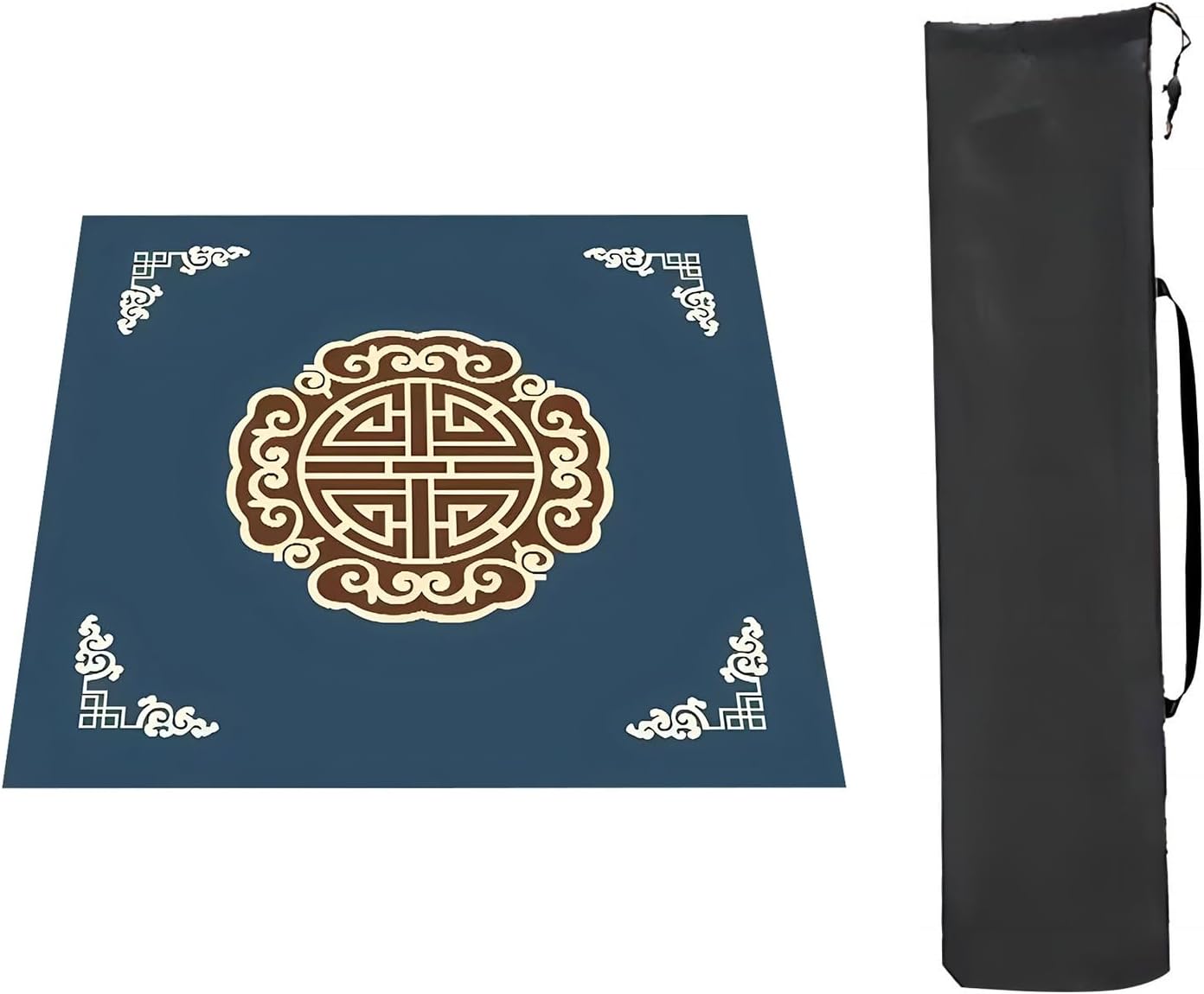 Premium Blackjack & Mahjong Table Mat - Thickened, Slip & Noise Reduction, with Storage Bag, Ideal for Poker & Tile Games - Blue, 70x70cm (27.55x27.55in)