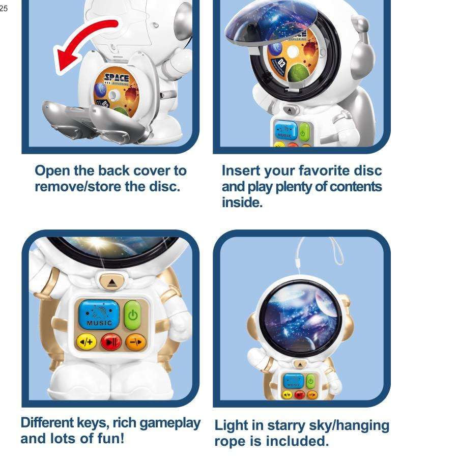 SHAKTISM Space Disc Machine Educational Toy, Astronaut Storytelling Learning with Music, Lights and Game Cards, Plastic Interactive Early Education Toy for Kids Ages 3+ 1