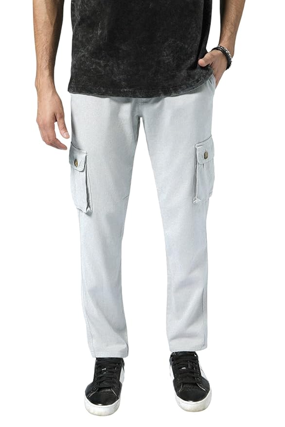 Hubberholme Men's Casual Cargo Trousers - Strechable Premium Pants Cotton Trousers Long Pants Regular fit with 6 Pockets