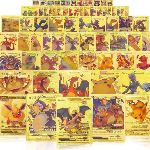 55PCS Gold Rare Cards Packs Golden Foil Card for Fans/Kids/Collectors