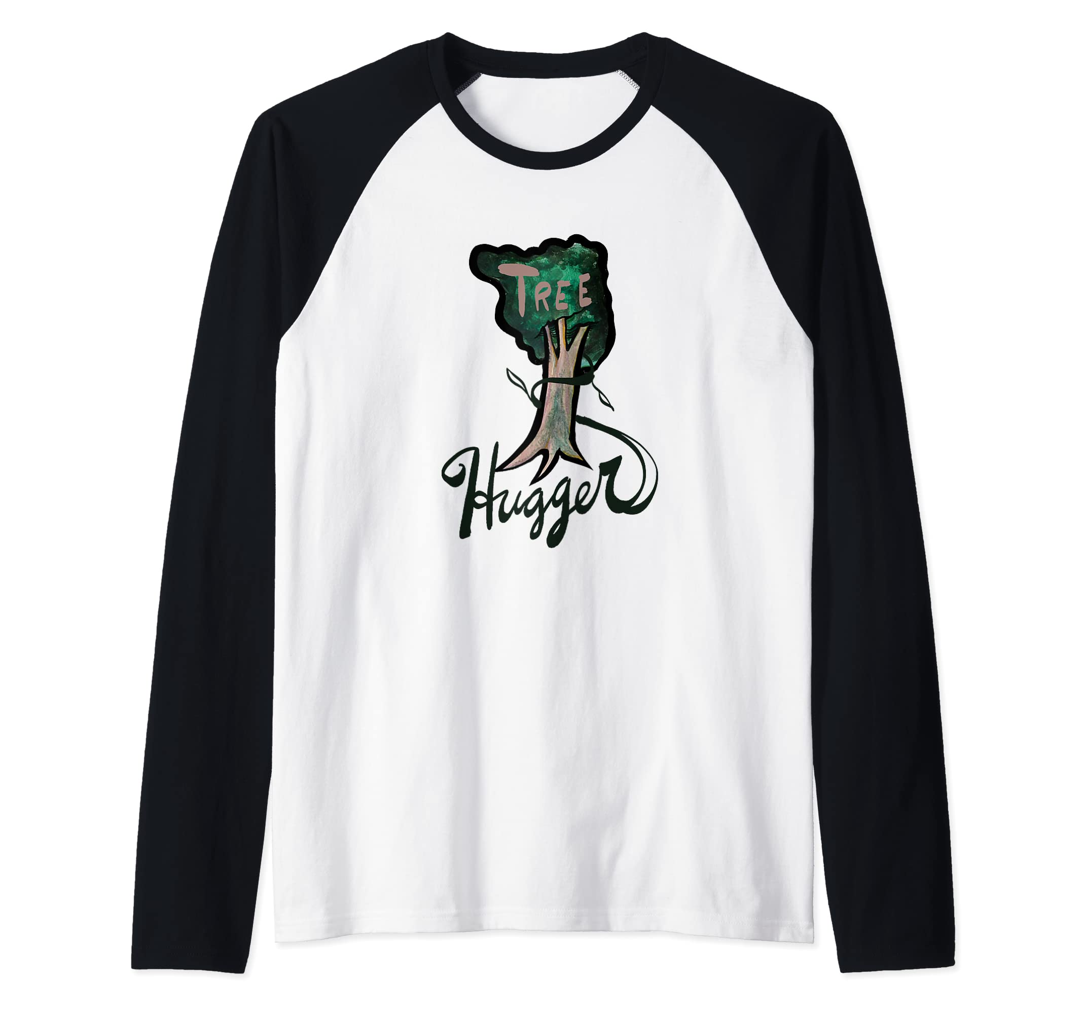 Tree Hugger Tree artwork Raglan Baseball Tee