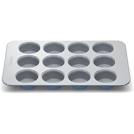 Caraway Ceramic 12-Cup Muffin Pan with Non-Stick Ceramic Coating and Non-Toxic Materials