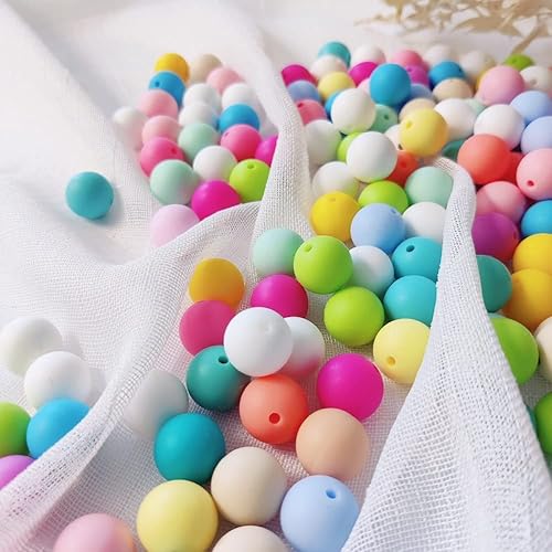 Miniatura 4 de 100 cuentas redondas de silicona de goma de 0.315 pulgadas a granel, magnífico kit de fabricación para llavero, borlas, collar, pulsera, joyería,