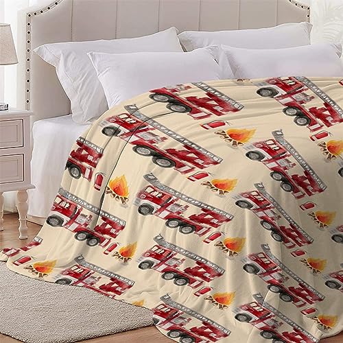 Image of Fire Truck Fireman Blanket Gifts Super Soft Fleece Throw Blankets Cozy Flannel Air Conditioning Blanket Blanket for Couch Bed 50x40 in for Kid