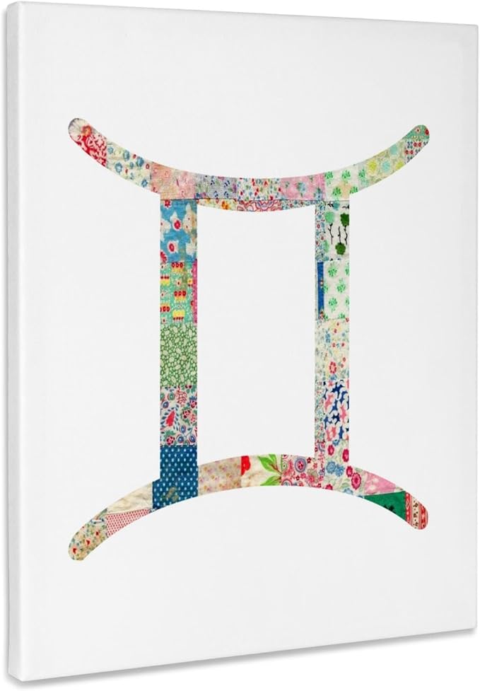 3dRose, Gemini symbol colorful girly design - pastel horoscope zodiac sign, Museum Grade Canvas Wrap 16x20