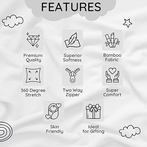 Miniatura 4 de Juego de regalo de lujo para bebé, 4 piezas de bambú prémium para bebé (pijama, manta, paño para eructos y cepillo de madera), suave, ecológico,