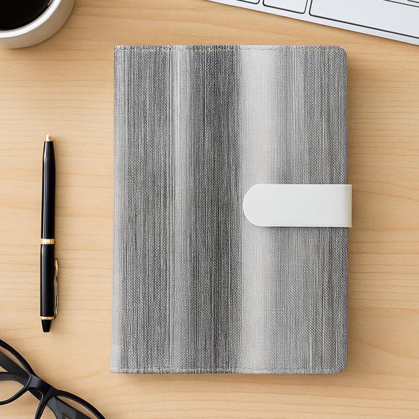 Image of A5 Journal Notebook Diary for Men Women | Office Journal Diary Notebook with Magnetic Flip Lock (200 Ruled Pages, 6 x 8.5 Inches, 80 GSM) (Gradient Black)