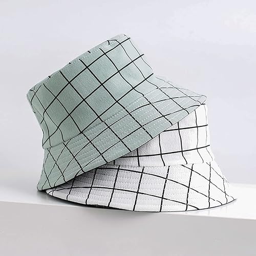 Miniatura 3 de Reversible Plaid Bucket Sombreros para Hombres Mujeres al aire libre Primavera Verano Pesca Pescador Sol Cap Plegable