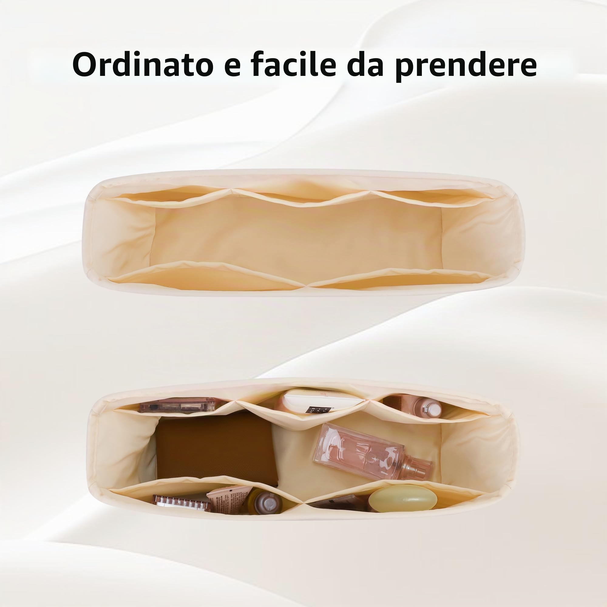 DGAZ seta organizer per LV Neverfull PM/MM/GM, donne borsetta organizer, Organizzatore di borsa leggero (Craie, MM) | Lussuosa tasca interna in raso, vestibilità perfetta, protezione delicata, leggera