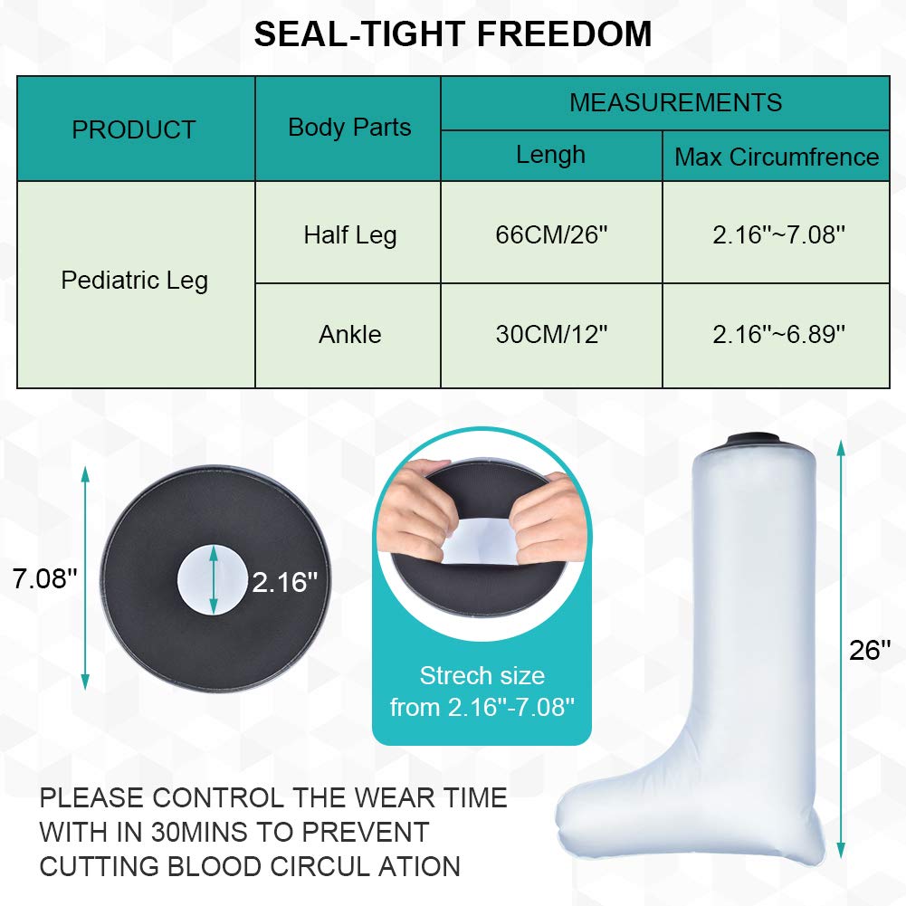Akozon Housse de Protection Imperméable pour les Plâtres et Pansements Protège Plâtre éTanche et Protecteur de Bandage Utilisé pour Demi-Jambe Adulte Protège plâtre Jambe pour Tout en Douche/Baignade
