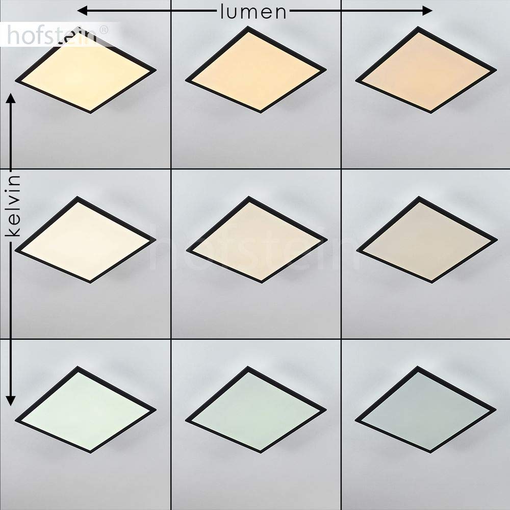 Plafonnier LED Panel Farc en métal/en noir/blanc, 28 watts, hauteur 6,5 cm max. 27 cm, 1960 lumens, 2700-5000 K, panneau de plafond à intensité variable et modifiable avec la télécommande fournie