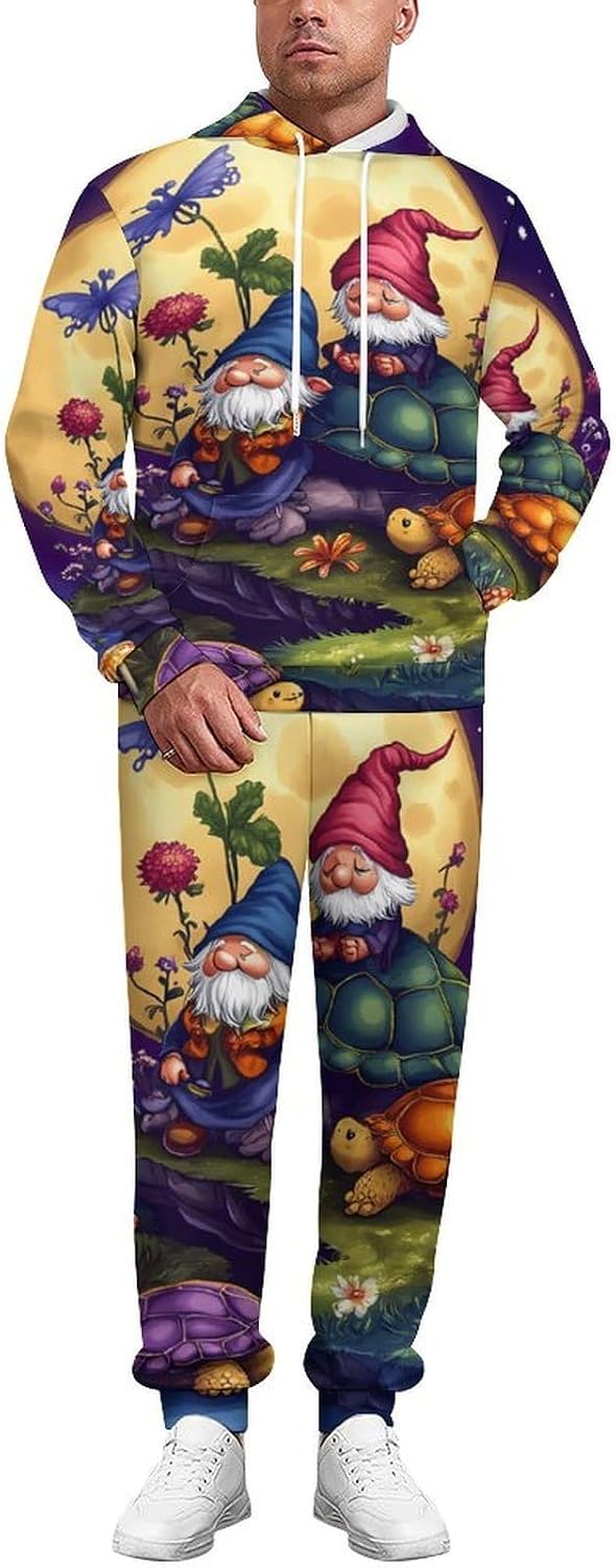 Gnomes Moon 2 Piece Sweatsuits for Men Women Casual Tracksuits Jogging Suits