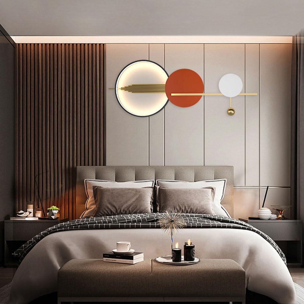 Nordic Style Mural Art Living Room Sconce Lamp Modern LED Wall Sconce Wall Mounted Light Fixtures Warm Light Indoor Hardwired Wall Lamp for Living Room Bedroom Bedside Hallway TV Background