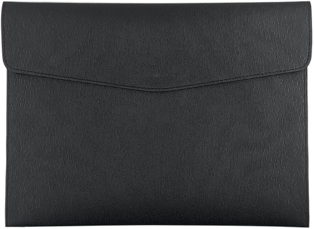 YAOTROOP PU Leather A4 File Folder Document Holder Waterproof Portfolio Envelope Folder Case with Snap Closure for Offices Home School Supplies(Black)