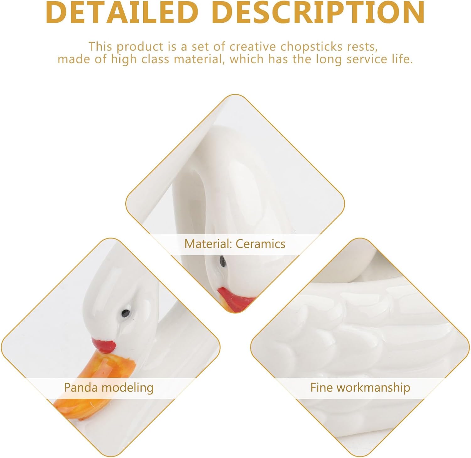 Ipetboom Swan Shaped Ceramic Chopsticks Holder and Plate Set, Japanese Style Tableware with 1 Swan Dish and 5 Chopstick Rests, White Porcelain Flatware for Kitchen Dining and Home Decor