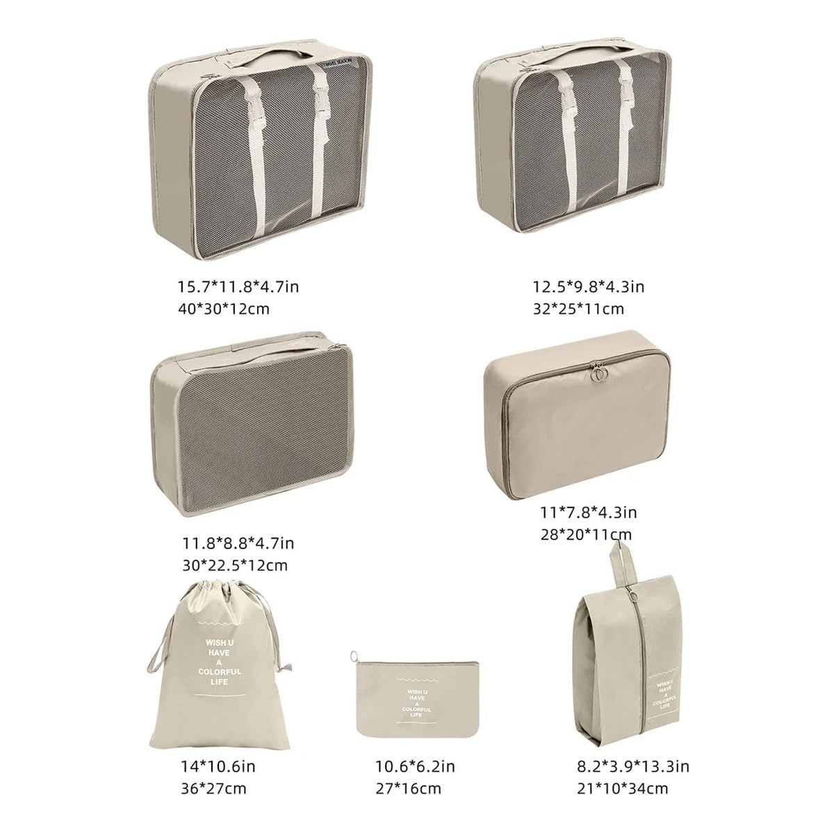 7-teilige Reise-Aufbewahrungstasche, tragbare Tasche, trendige Tasche, faltbar, Aufbewahrung, Handtasche, Verpackungsbox-Set, praktisch für Reisen (Blau, 2 Stück)