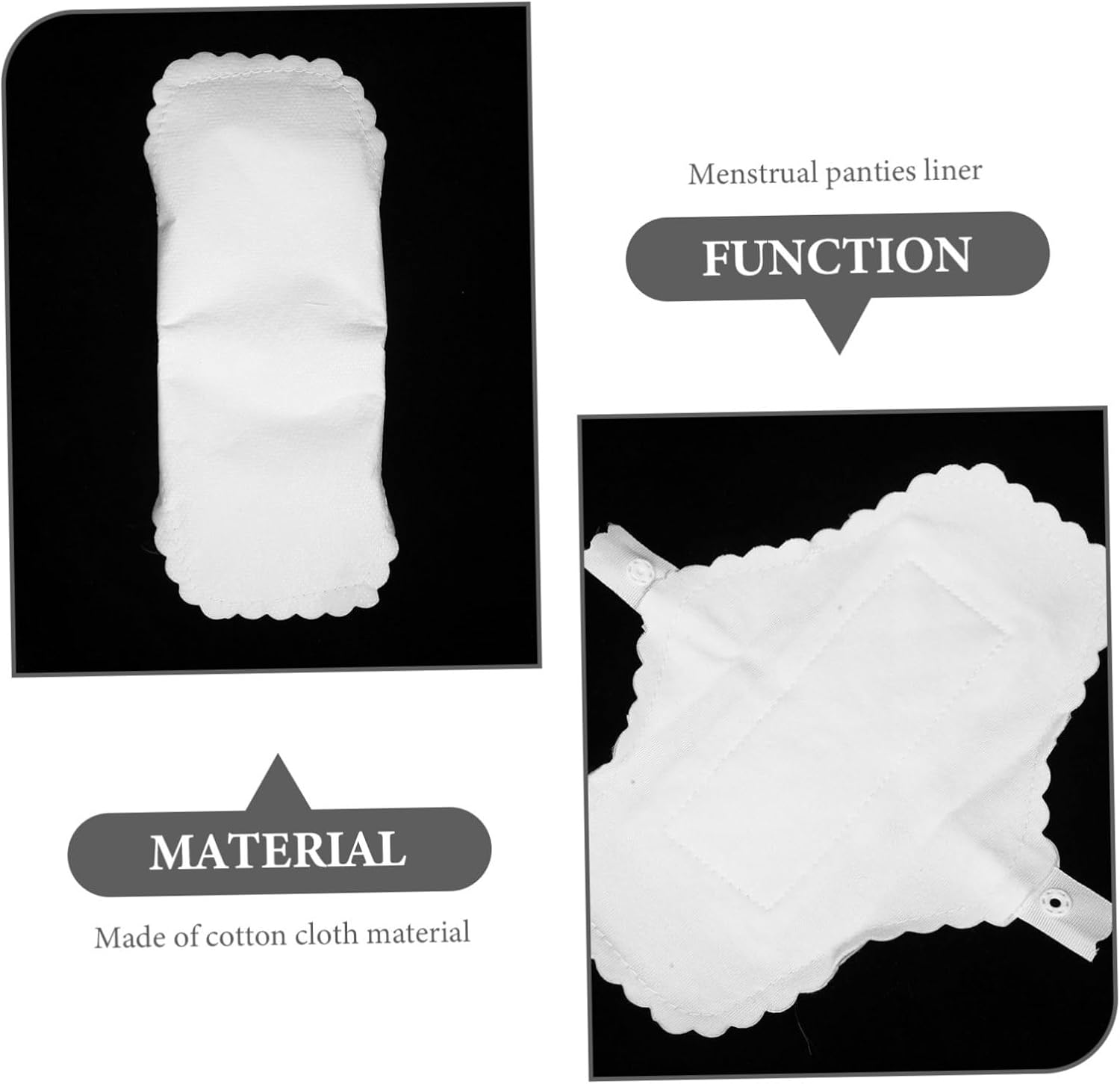 OUNONA 10Pcs Washable Menstrual Cotton Pads Reusable Sanitary Napkins for Women Soft Absorbent Cloth Liners Feminine Care