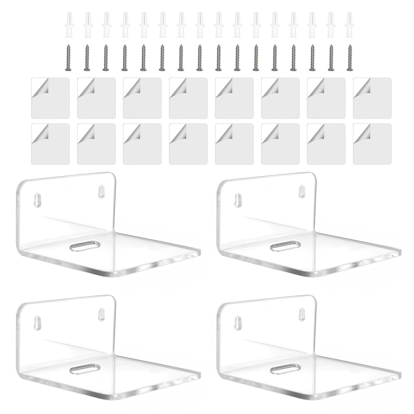 hogtnd 4-Pack Sturdy Window Mounted Shelves for Plant Cameras, Speakers, Multifunctional Home Organization Shelf, Sturdy Acrylic Window Organisers