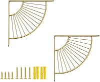 Zmetnal Gold Decorative Shelf Brackets 8 Inch Heavy Duty Iron 110lb Support DIY Floating Shelves 2 Pack