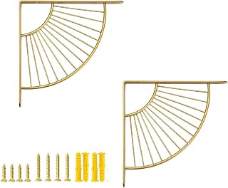 Zmetnal Gold Decorative Shelf Brackets 8 Inch Heavy Duty Iron 110lb Support DIY Floating Shelves 2 Pack