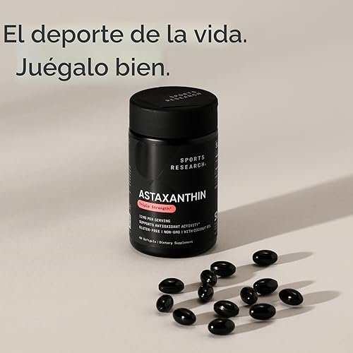 Miniatura 7 de Sports Research® Astaxantina de Triple Fuerza 12mg con Aceite de Coco Orgánico - Suplemento Antioxidante para el Apoyo de la Salud de la Piel