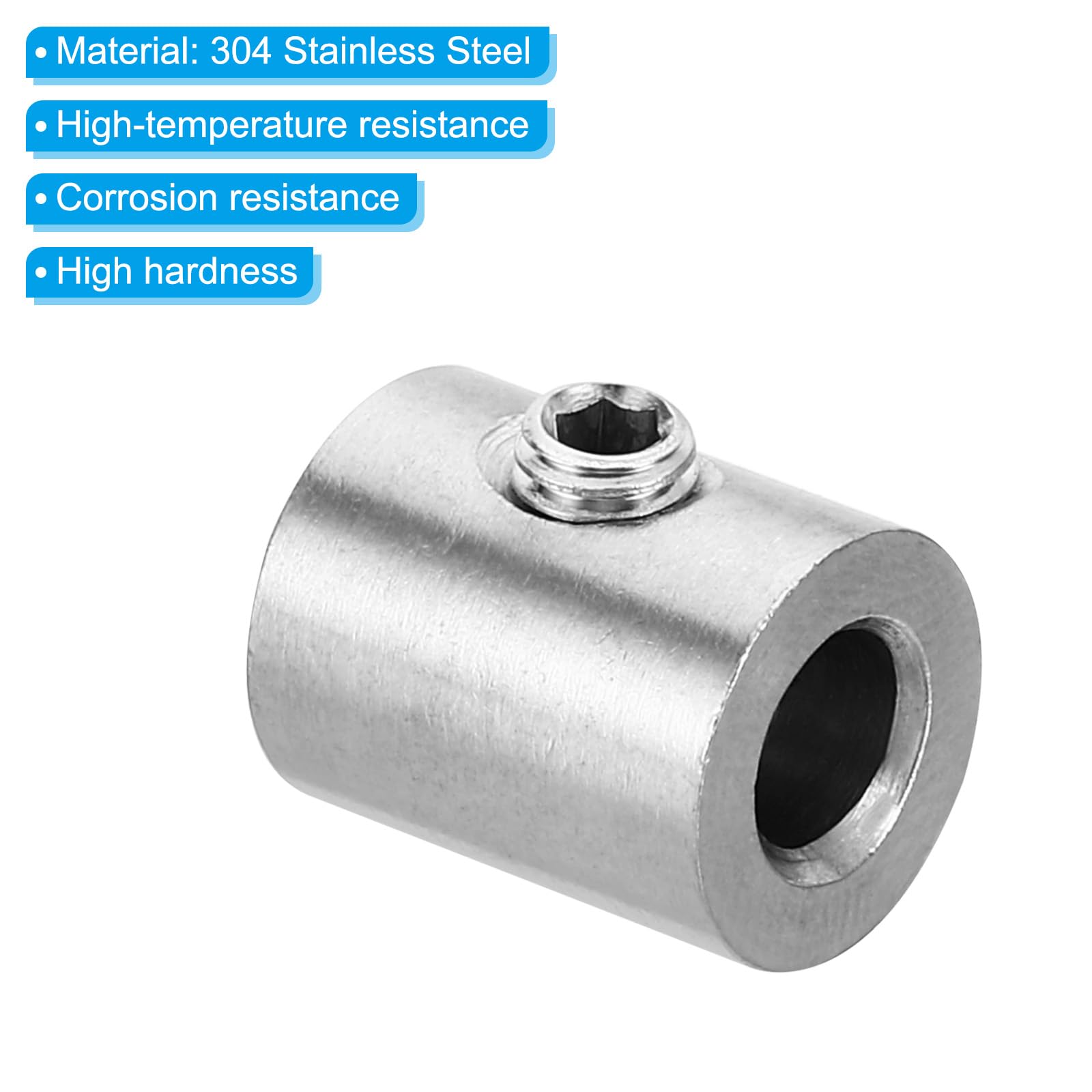 PATIKIL Abrazadera de Cable 6mm Agujero Alambre Cuerda Clips Juego 6uds 304 Inoxidable Acero Único Agujero Bloqueo Cable Abrazaderas Clip con M5 Hexagonal Tornillo Llave para Cable Plata