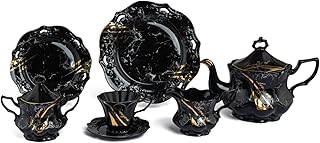 طقم شاي لوتس كارمن بورسلين 9018 من فتحي محمود مطبوع بشكل سداسي 24 قطعة رقم 3 متعدد الألوان