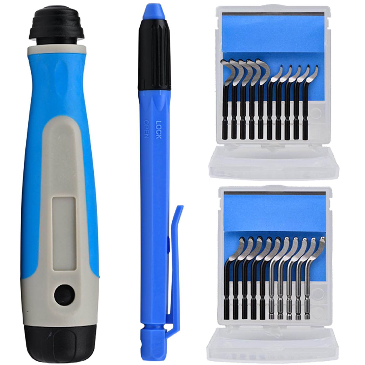 Deburring Tool Kit - 2 Handles & 20 Blades -1