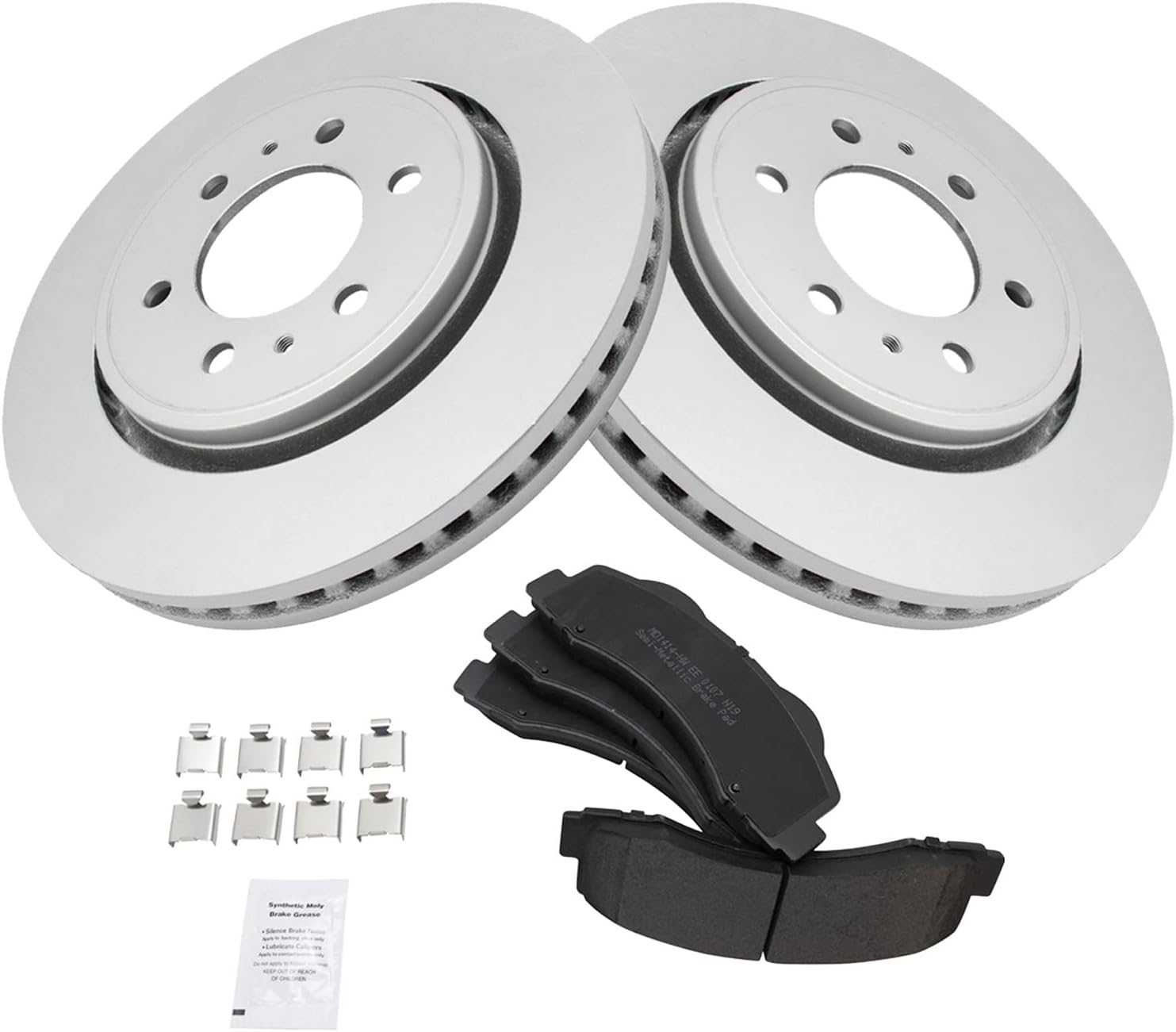 TRQ Front Brake Pad & Rotor Kit Brake Chemical Kit Brake Pads Brake Rotor Semi-Metallic Premium G-Coated Compatible with 2010-2017 Ford Expedition F-150 2011-2017 Lincoln Navigator