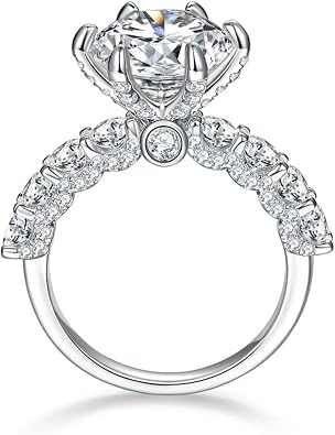 14K Gold Engagement Rings with 3 & 5 Carat Diamond | Ideal Round Cut D-color VVS1 Clarity| Eternity Band for Women