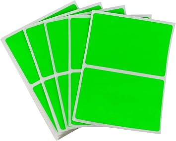 ChromaLabel 2" x 3" Fluorescent Green Rectangle Labels, Writable, 50/Pack