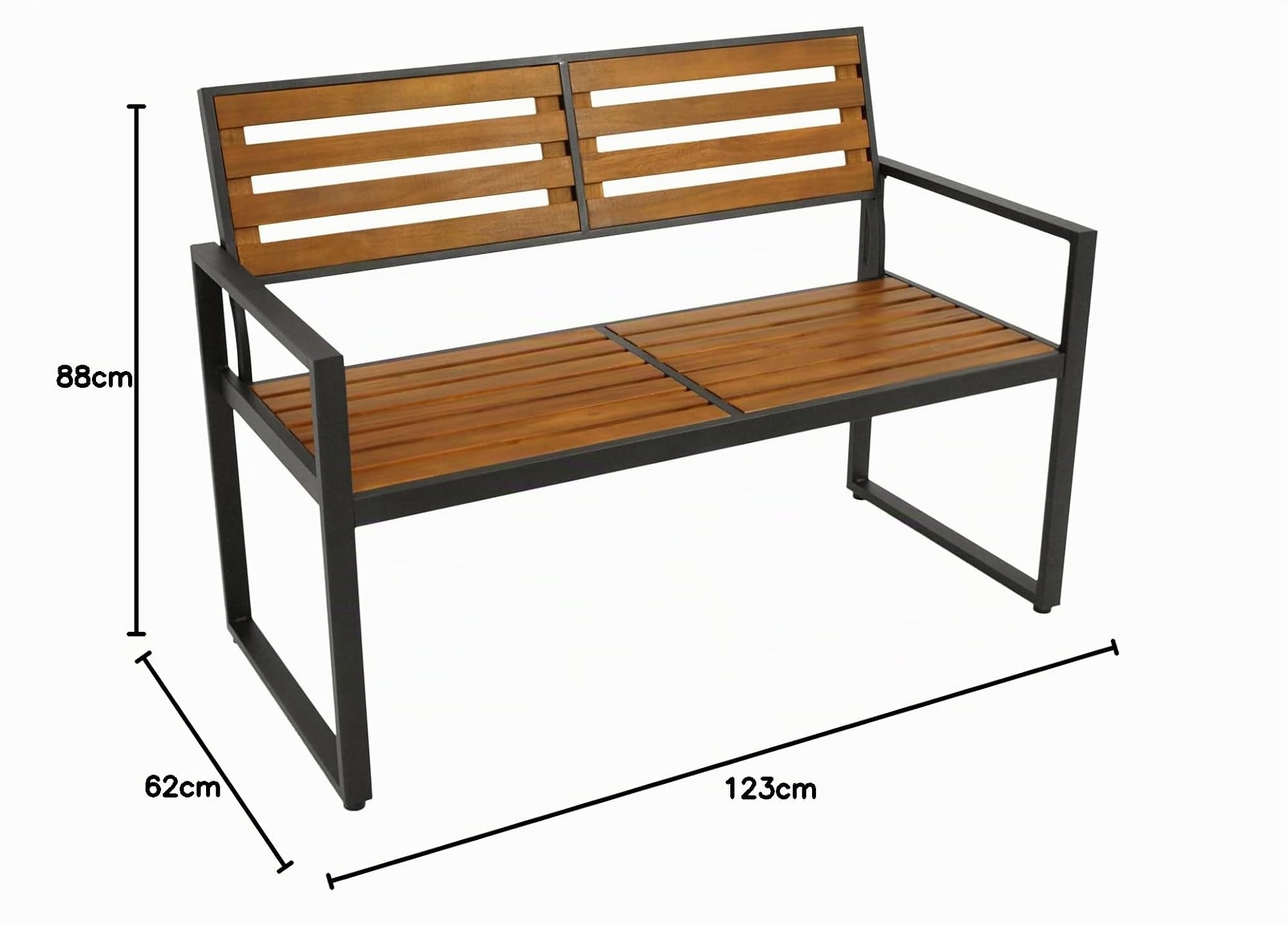 DEGAMO Gartenbank RAGUSA 2-sitzer, mit Rückenlehne, Gestell Metall anthrazit, Sitzfläche Akazie geölt, Outdoor