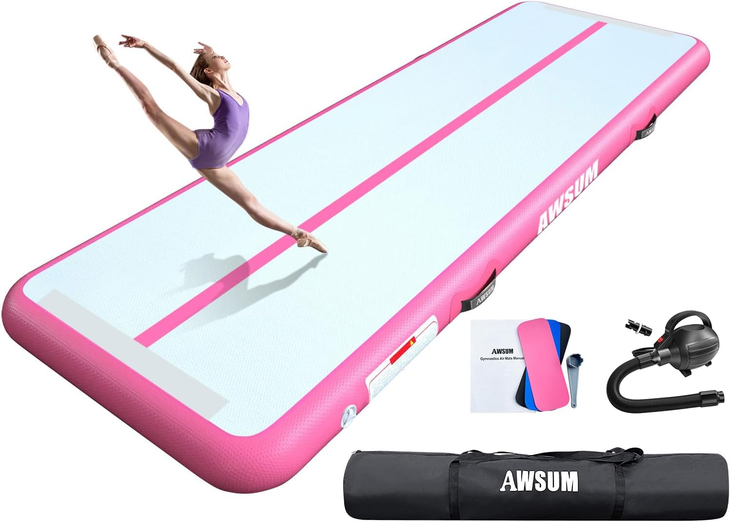 Inflatable Gymnastics Mat 10ft/13ft/16ft/20ft/23ft Training mat 4/8 inches Thick tumbling mat with Electric Pump for Home/Gym/Outdoor