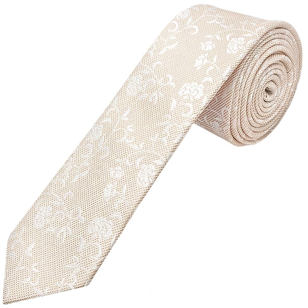 TIES R US Champagne Floral Skinny Men's Tie