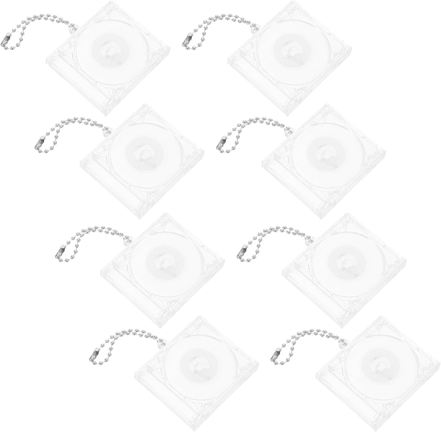 8pcs Acrylic Album Keychain with Mini CD Jewel Case, Lightweight Display, Includes Nfc Chip and Blank Disc, Stylish Retro Design for Collection or Keychain Charm