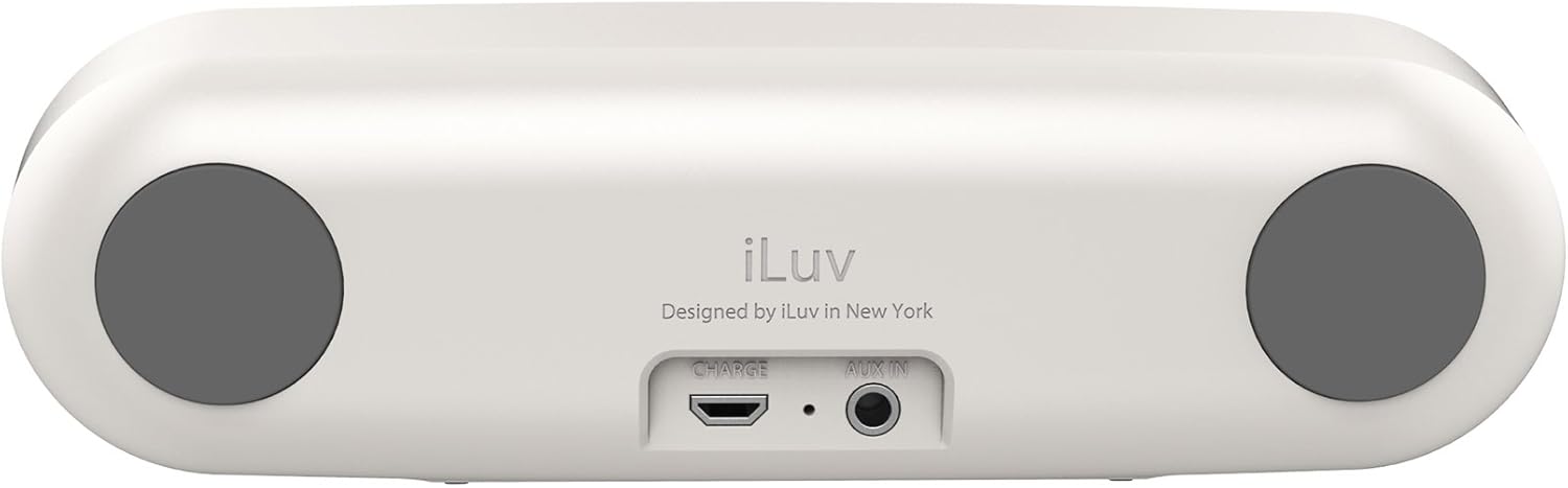 iLuv Rollick Portable Wireless Bluetooth Stereo Speaker with 3.5mm Aux Input for the iPhone 6S/6 & Samsung GALAXY S6/S5; Also compatible with other Smartphones & Tablets (White)