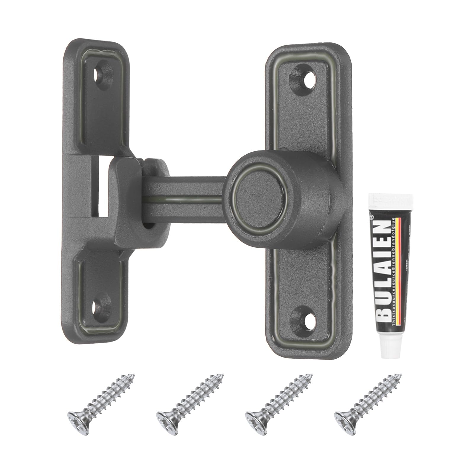 sourcing map 90/180 Degree Positioning Gate Latch, Zinc Alloy Flip Sliding Barn Door Lock with Handle, Heavy Door Latches for Barn Cabinet Wood Fence Garage (Gray Night Glow)