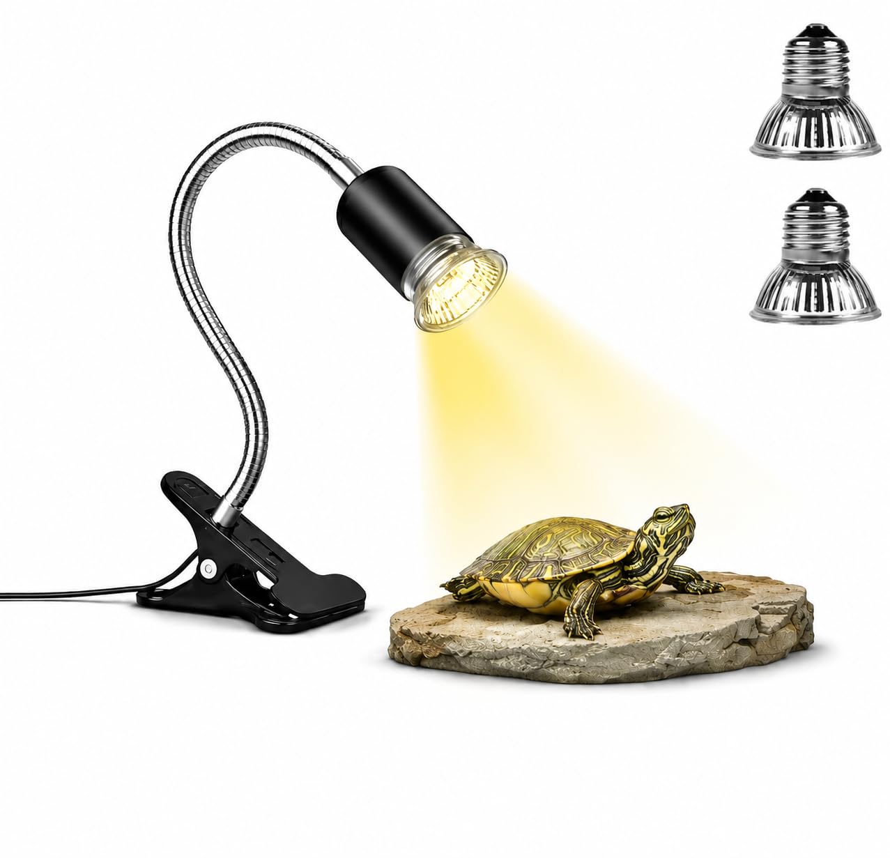 rizopets Reptile 75W Heat Lamps, UVA/UVB Turtle Lamp with Holder Combo Pack, 360° Rotatable Basking Lamp for Turtle, Lizard & Aquatic Plants-image-16