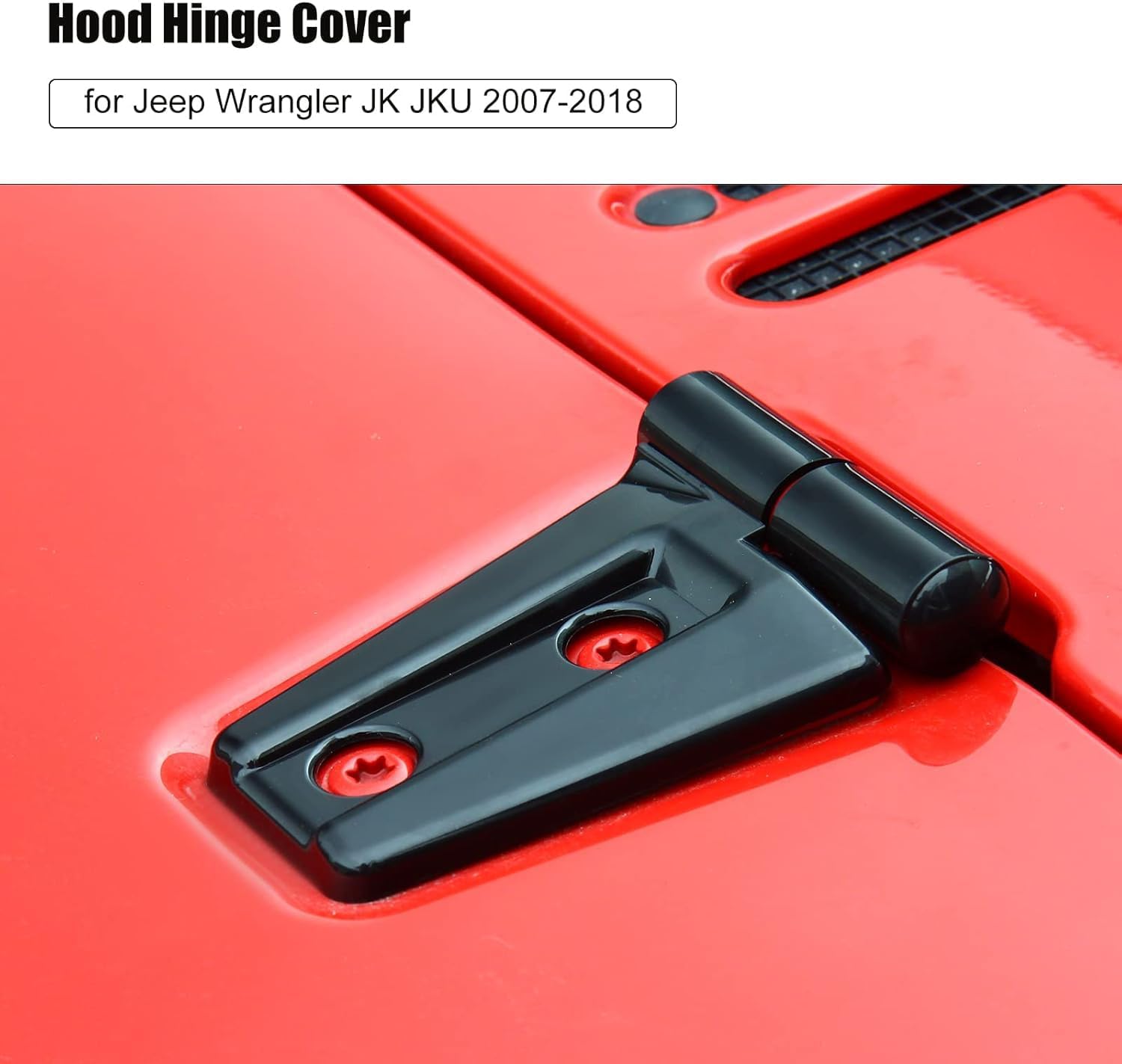 2PCS Hood Hinge Cover Trim Accessories for Jeep Wrangler JK & Unlimited 2007-2018 (Black)