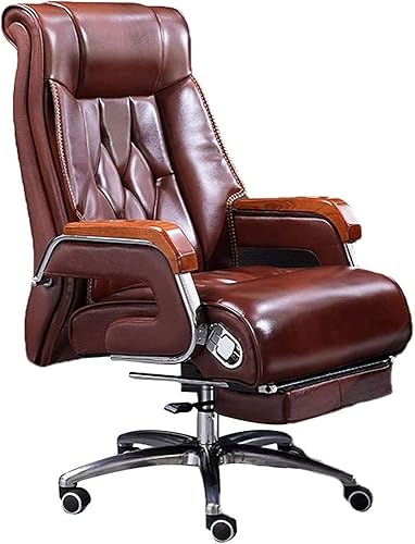 Comfortable Leather Office Desk Chairs with Padded Ergonomic High Back Computer Chair Reclining for Home Live Streaming