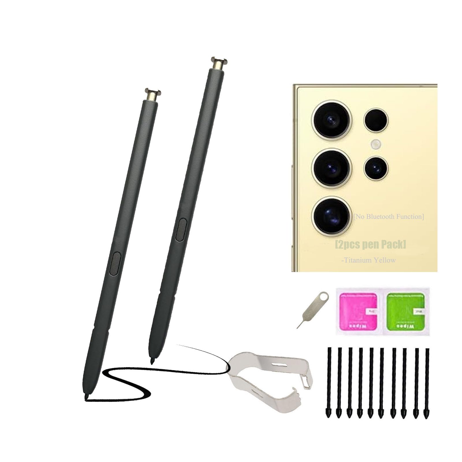 Photo 1 of [2pcs s24 Ultra Pen Pack] (Without Bluetooth) s24 Ultra 5g Stylus Pen Replacement Touch s Pen Parts for Samsung Galaxy s24 Ultra SM-S928 (5G) 6.8'' -Yellow Gold