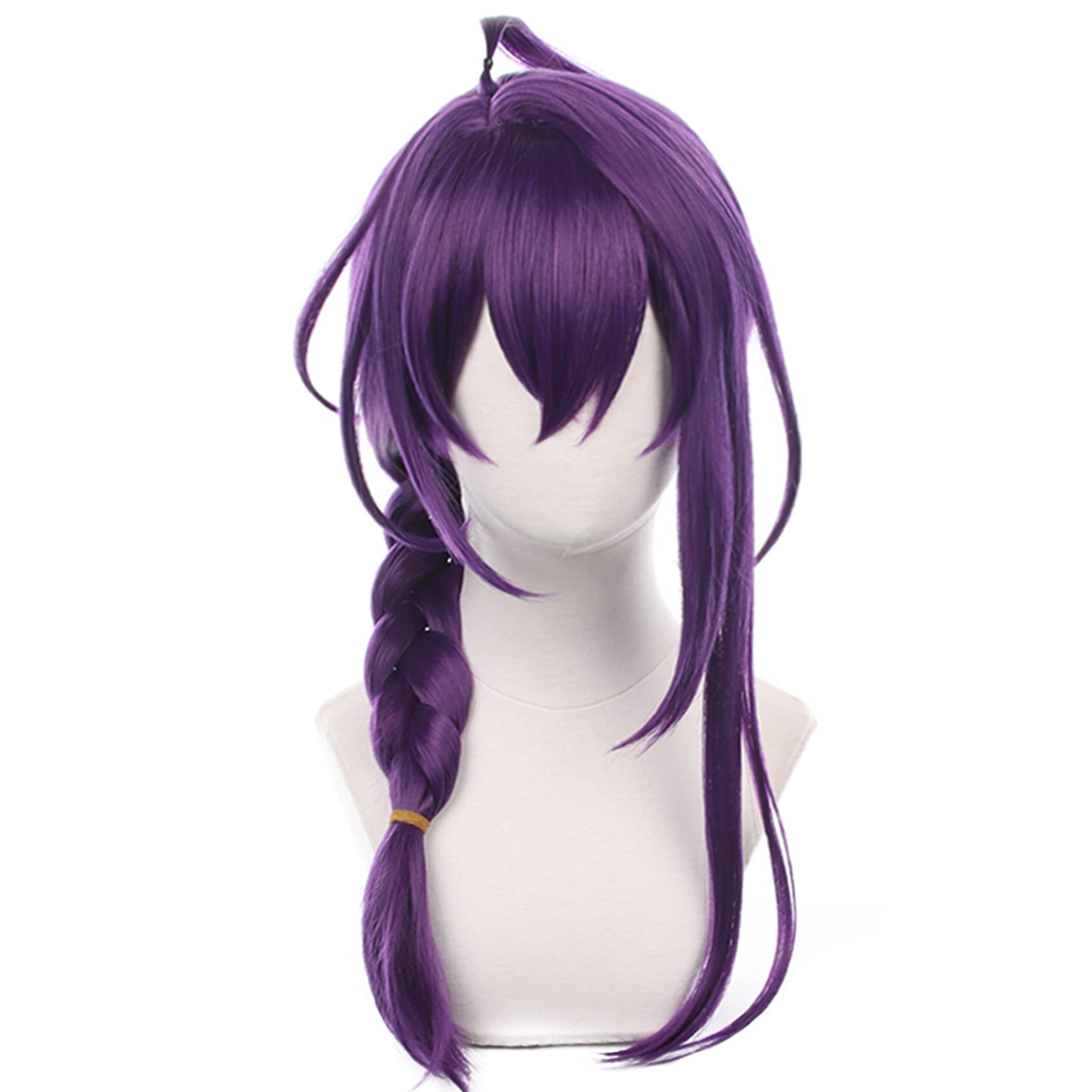 Purple with Long Braid Bangs Heat Resistant Fiber Synthetic Hair for Women Men Halloween Christmas Cos Anime Party Replacement Wigs - Image 2