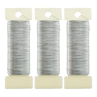 HAHIYO 26Gauge Silver 3Rolls Total 115Yards(345Feet) Metal Floral Wire Flexible Paddle Wire Florist Wire Garden Wire for Crafts Christmas Wreaths Tree Flower Arrangement Bouquet Wrapping Wedding DIY