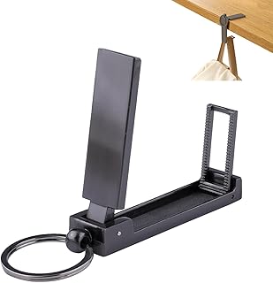 バッグハンガー カバン掛け スマホスタンド 多機能 耐荷重 テーブルフック リュック掛け キーホルダー機能付き コンパクト 軽量 オフィス 出張 旅行用 ギフトにも最適 (ブラック)