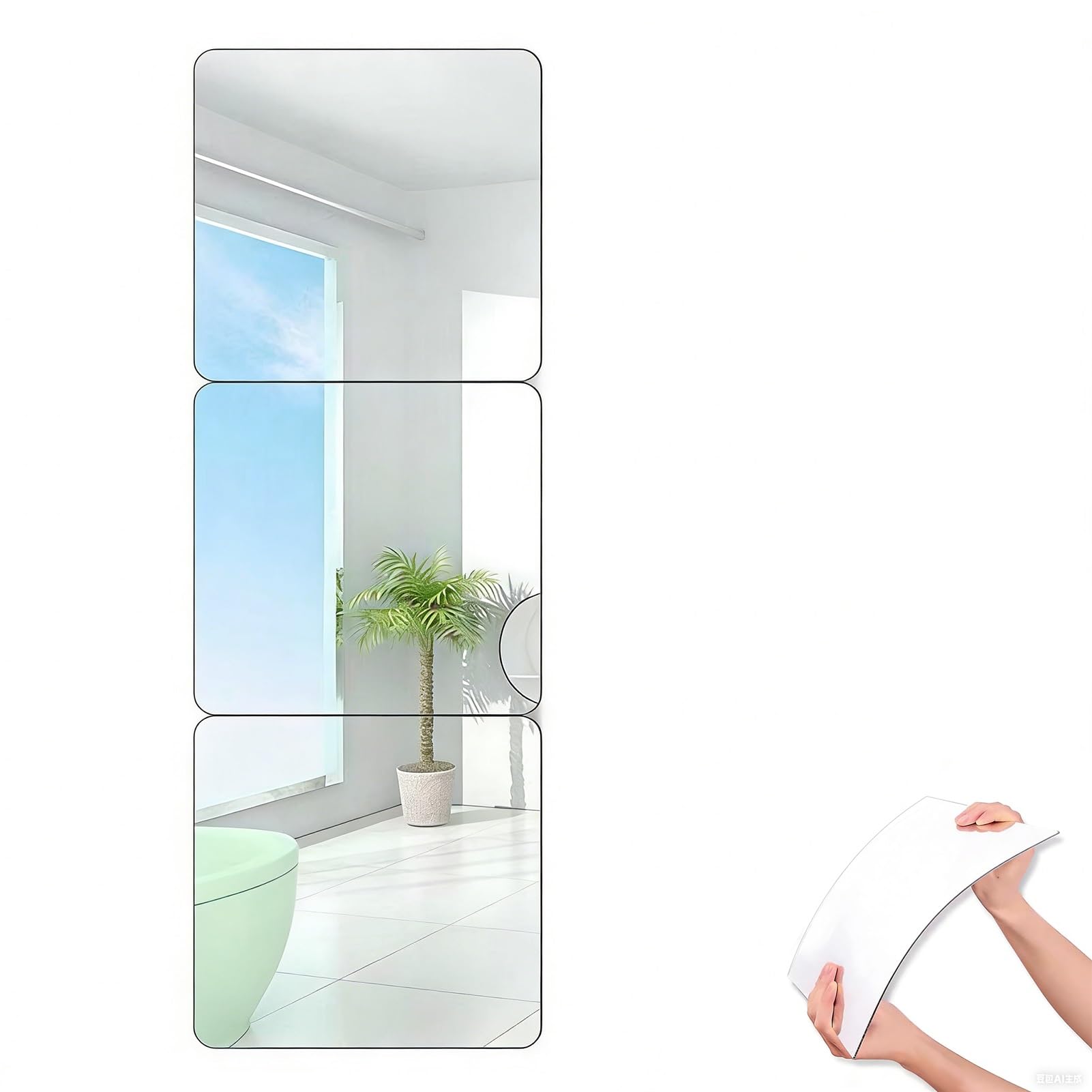 Fogli a Specchio Flessibili Acrilico, 6 Pezzi di Specchio da Parete Infrangibile per Decorazioni Murali Casa, Casa Fai da te e Studio(6Pcs-20x20cm)