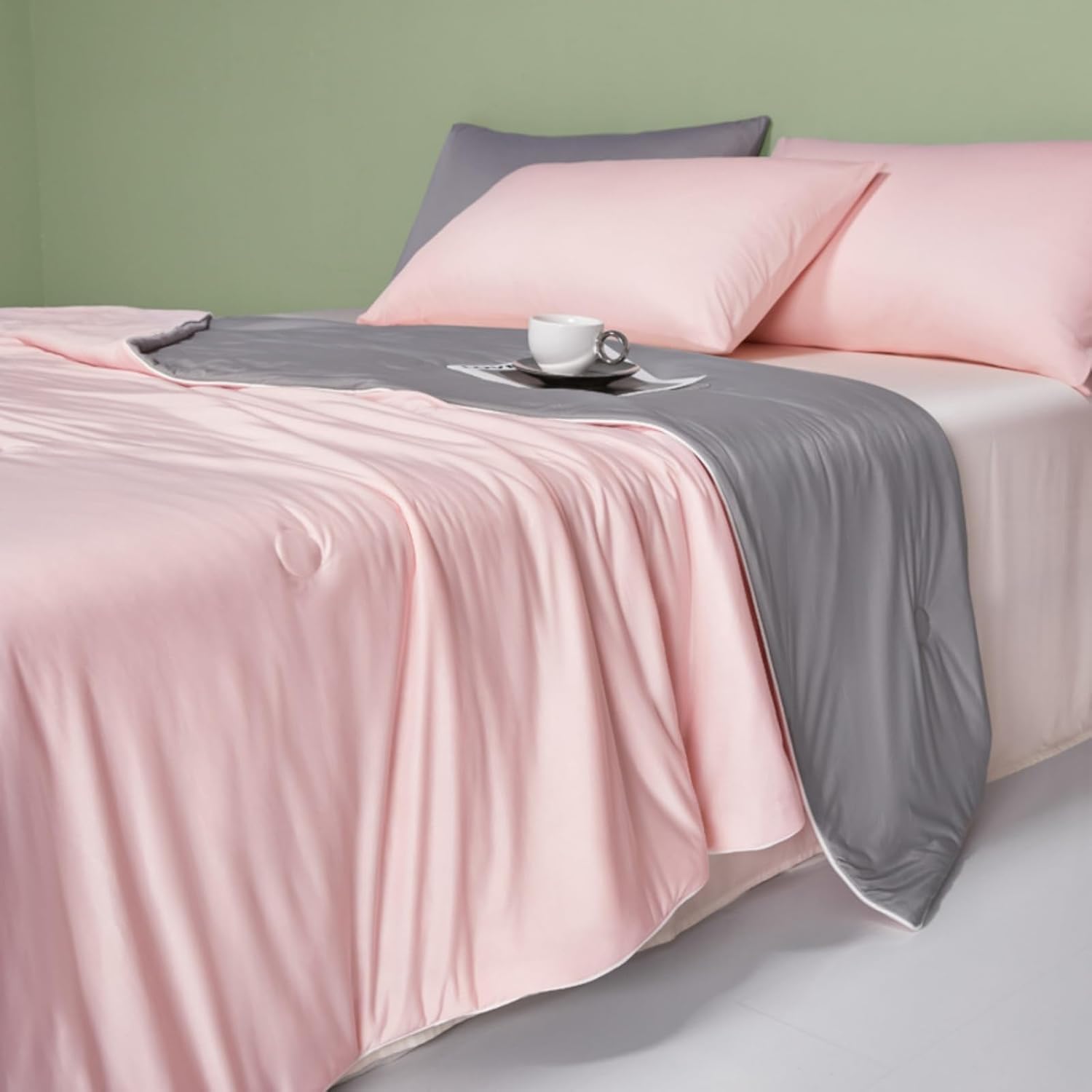 Manta de Viaje de Verano – Fibra de Tacto frío(Pink 02,180x220cm)