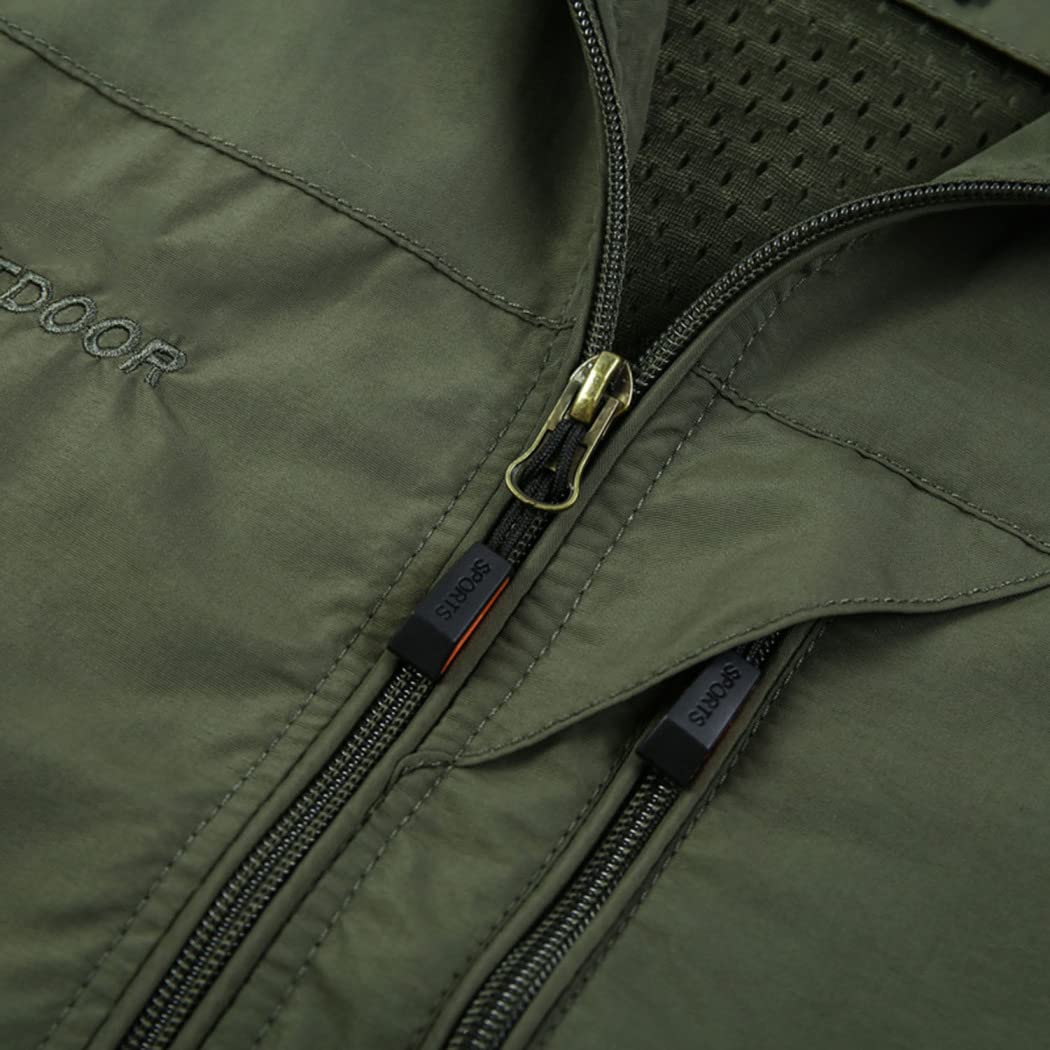 Chaleco para Hombre Chaleco Multibolsillos Sin Mangas Cuello Alto Chaqueta Exterior De Secado Rápido para Fotógrafos Periodistas Pescadores