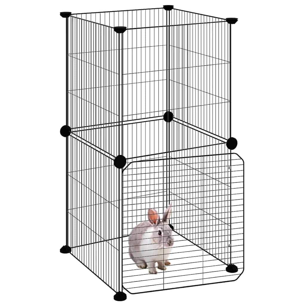 8 piezas jaula para mascotas con puerta negra 35 x 35 cm de acero, rejilla expandible para roedores, conejos, cobayas, hámsters, interiores y exteriores, apartamentos y balcones